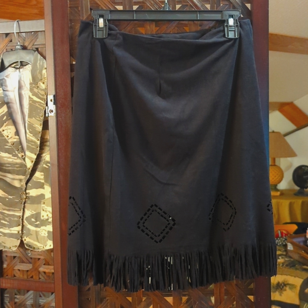 Suege skirt.  Medium length.